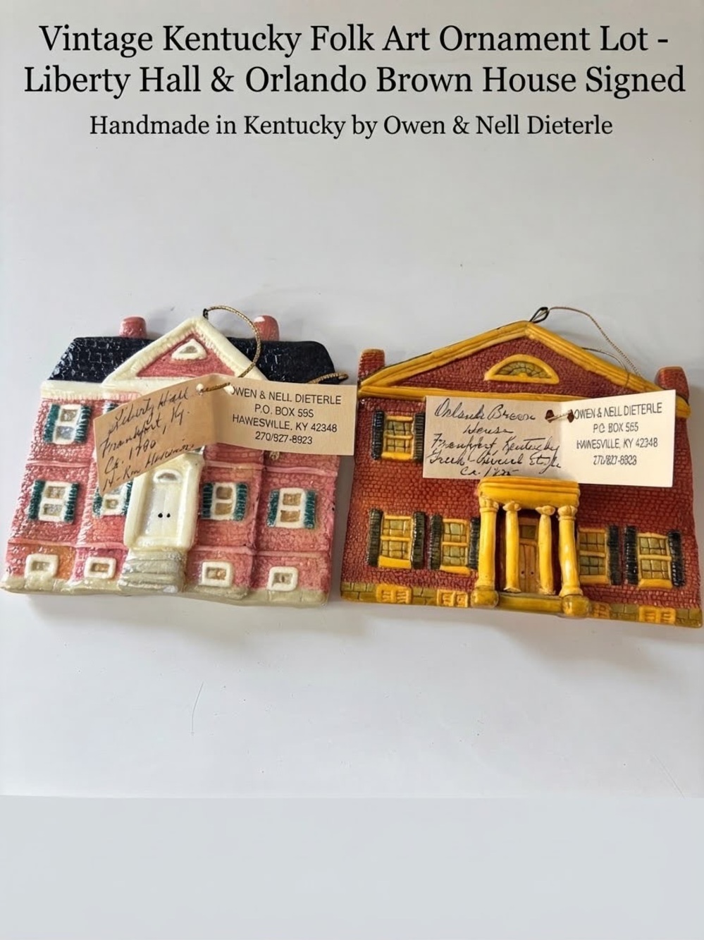 Owen & Nell Dieterle Kentucky Folk Art Ornaments Liberty Hall Orlando Brown